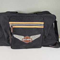 Harley Davidson Motorcycles Biker Polyester Black Zippered Duffle Bag 18” Handles
