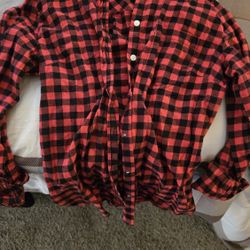 J Crew Red/Black Checkered Long Sleeve Shirt Size M