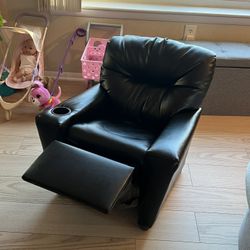 Kid’s Recliner Chair (Black) With Cupholder