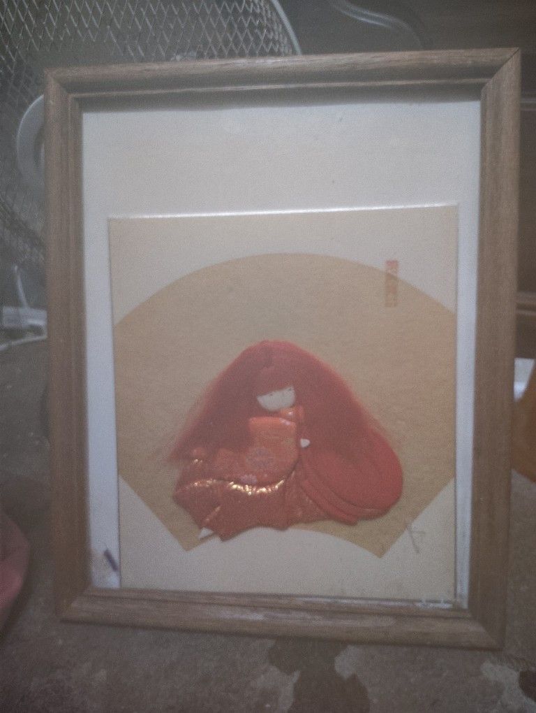 Vintage Japanese Oshie, Signed.