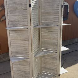 Folding Room Divider with Shelves