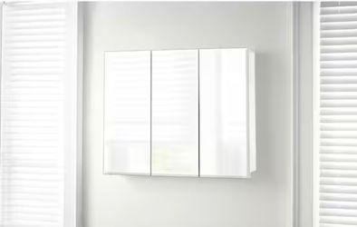 36.4 in. W x 30.2 in. H Rectangular Medicine Cabinet with Mirror in White with Adjustable Shelves
