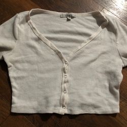 White Crop Too Button Up