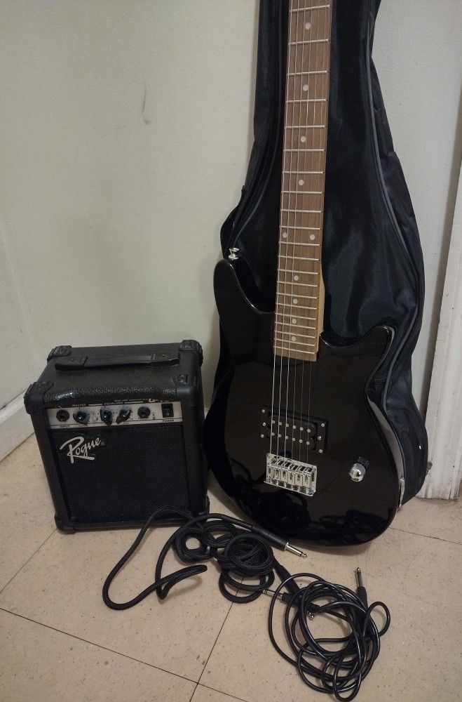 Black Rogue Rocketeer with Accessories (Amp, Bag, Tuner, Cords) 