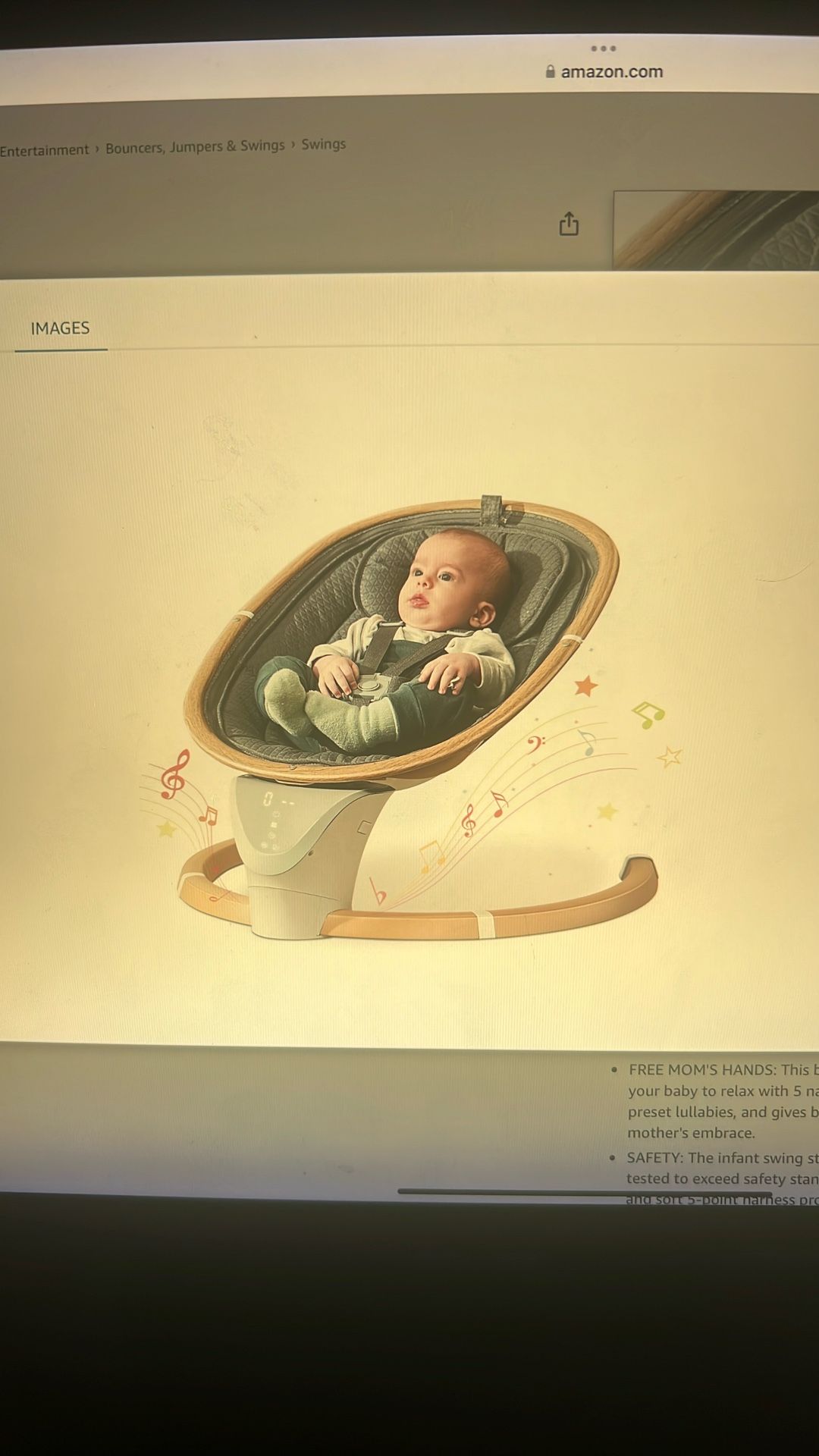 NEW Baby Swings for Infants. Baby Swing for Newborns Boys Girls with 5 Swing Speeds Timing Function & Music, Portable Infant Swing.