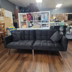 New Black Velvet Sleeper Sofa 