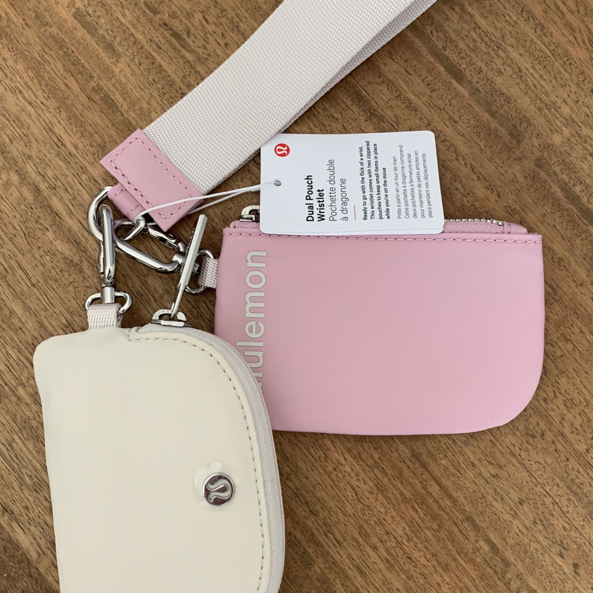 New Release Lululemon Dual Pouch Wristlet (Pink Peony and White Opal ...