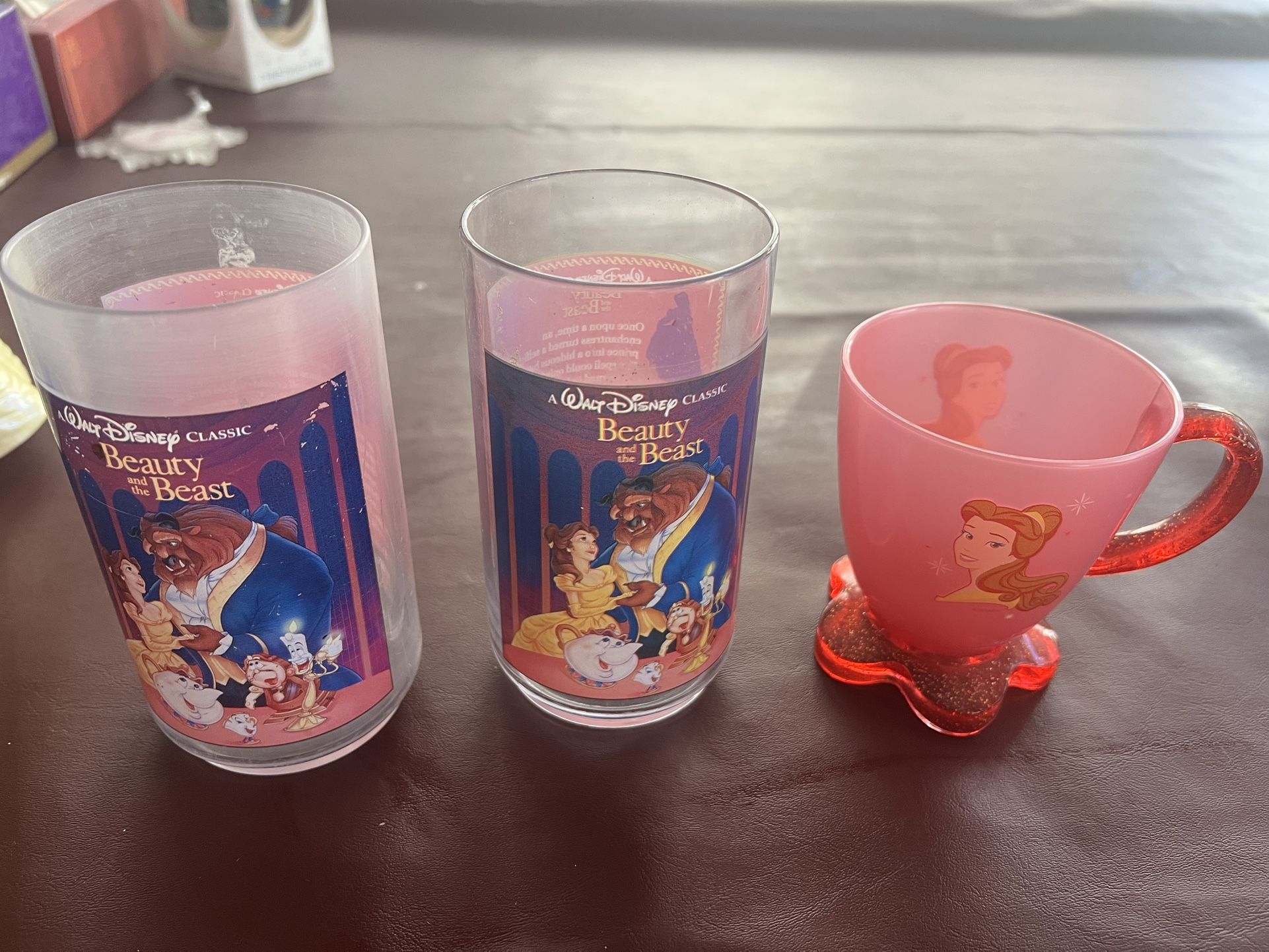Vintage Burger King's and Disney park Collector Series Glasses Beauty and the Beast