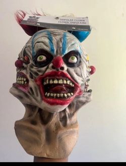 Halloween Scary Tripolar Clown Horror High-Quality Latex Deluxe Mask Brand New