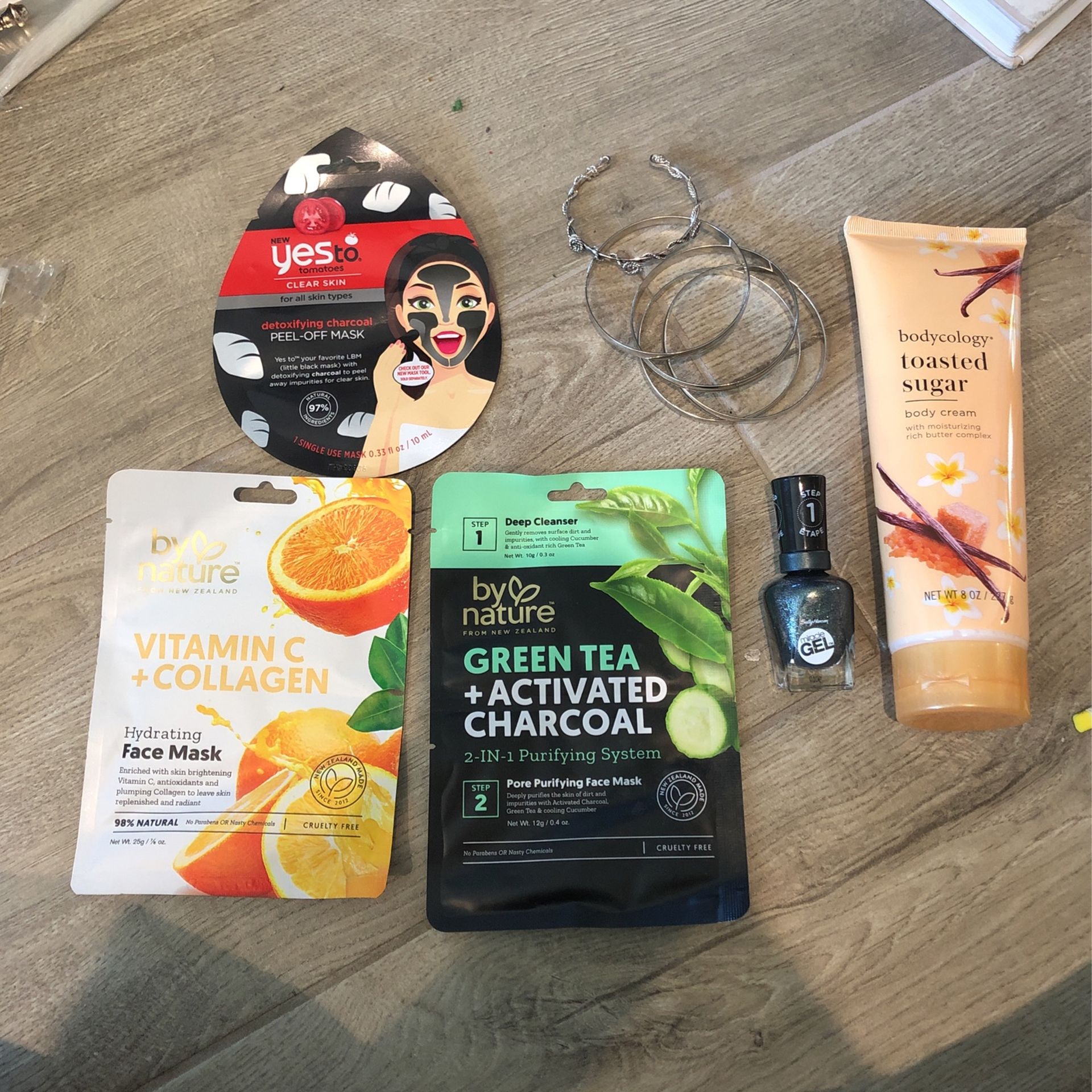 Self-care Kit: Lotion, Face Masks, Bangle Bracelets & Nail Polish