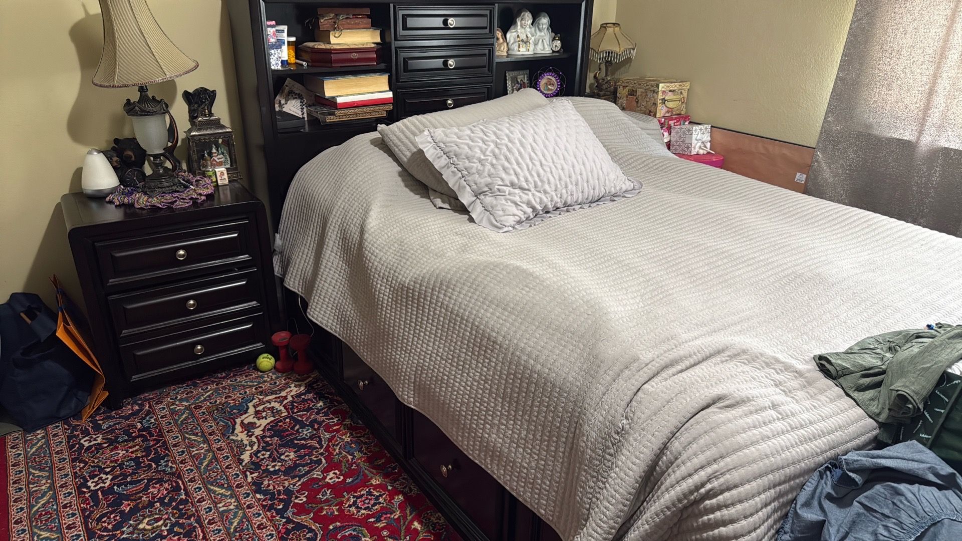 Dark Chestnut Bedroom and Nightstand set (x2)