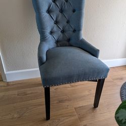 Blue Linen Side Chair