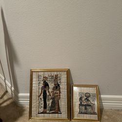 Egyptian Paintings On Papyrusone Is 13x10.5