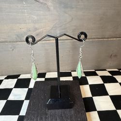 Light Green Enamel Dangle Earrings
