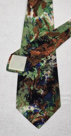 Paint Splash Design Green, Brown, Black & Blue Tie