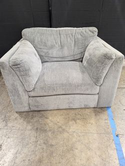 Contemporary Grey Fabric Accent Chair with Bolster Pillow