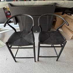 Pair Of Wood Dining Wishbone Chairs