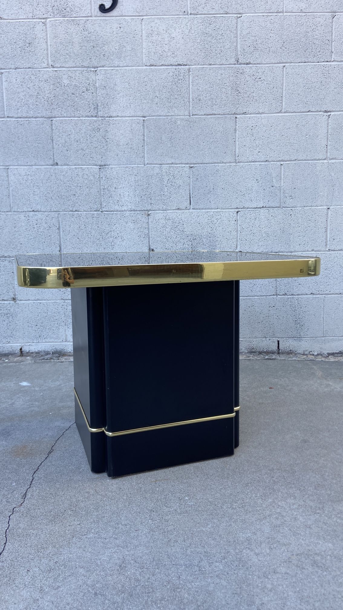 Black And Gold Art Deco End Table 