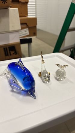 Art Glass Animal Figurines Set of 3