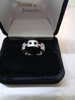 Dreamin 14K White Gold Plated Opal/ Zirconia  Adjustable Ring