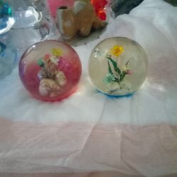 2 Glass Paperweights