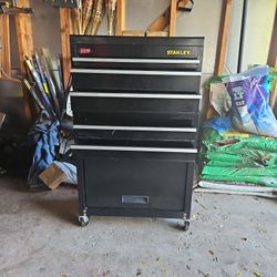 Black Used STANLEY  TOOL BOX.  40X23X10 inches