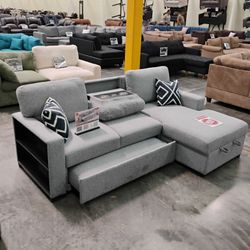 2-pc Sectional Sofa With Pullout Bed & Storage Chaise