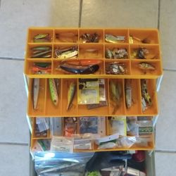 Fishing Tackle And Tackle Box.