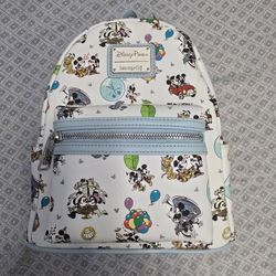 Loungefly Disney Parks Mickey & Minnie's Runaway Railway Mini Backpack. 
