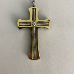 Stainless steel, gold, plated, cross charm/pendant