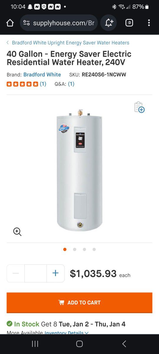40 Gal Electric Water Heater 