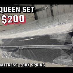 Queen Size Pillow Top Mattress With Box Spring Included 