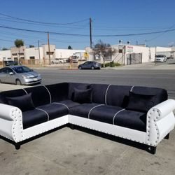 BRAND NEW 7x9ft SECTIONAL COUCHES,  BLACK FABRIC COMBO. CUSTOM MADE AVAILABLE