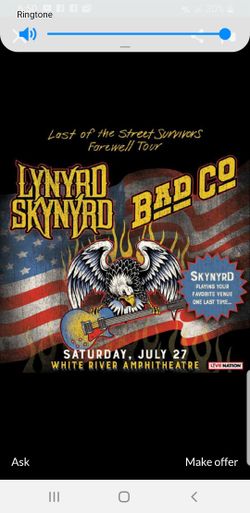 Two Lynard Skynyrd/Bad Company tickets July 27