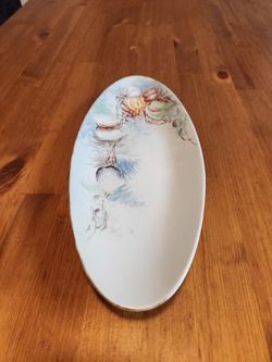 Vintage Handpainted Porcelain Oval Dish 9"L×6"W-Shells Design Marked Germany (SE San Diego)