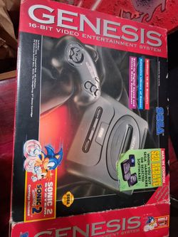 Sega Genesis 16-Bit Console Sonic 2 Bundle Box