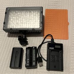 NEEWER 160 LED CN-160 Dimmable Ultra High Power Panel Video Light and 2 Battery + Charger Bundle