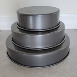 Professional 3-Piece Round Cake Pan Set of 6, 8, 10 inch Premium Nonstick Bakeware.