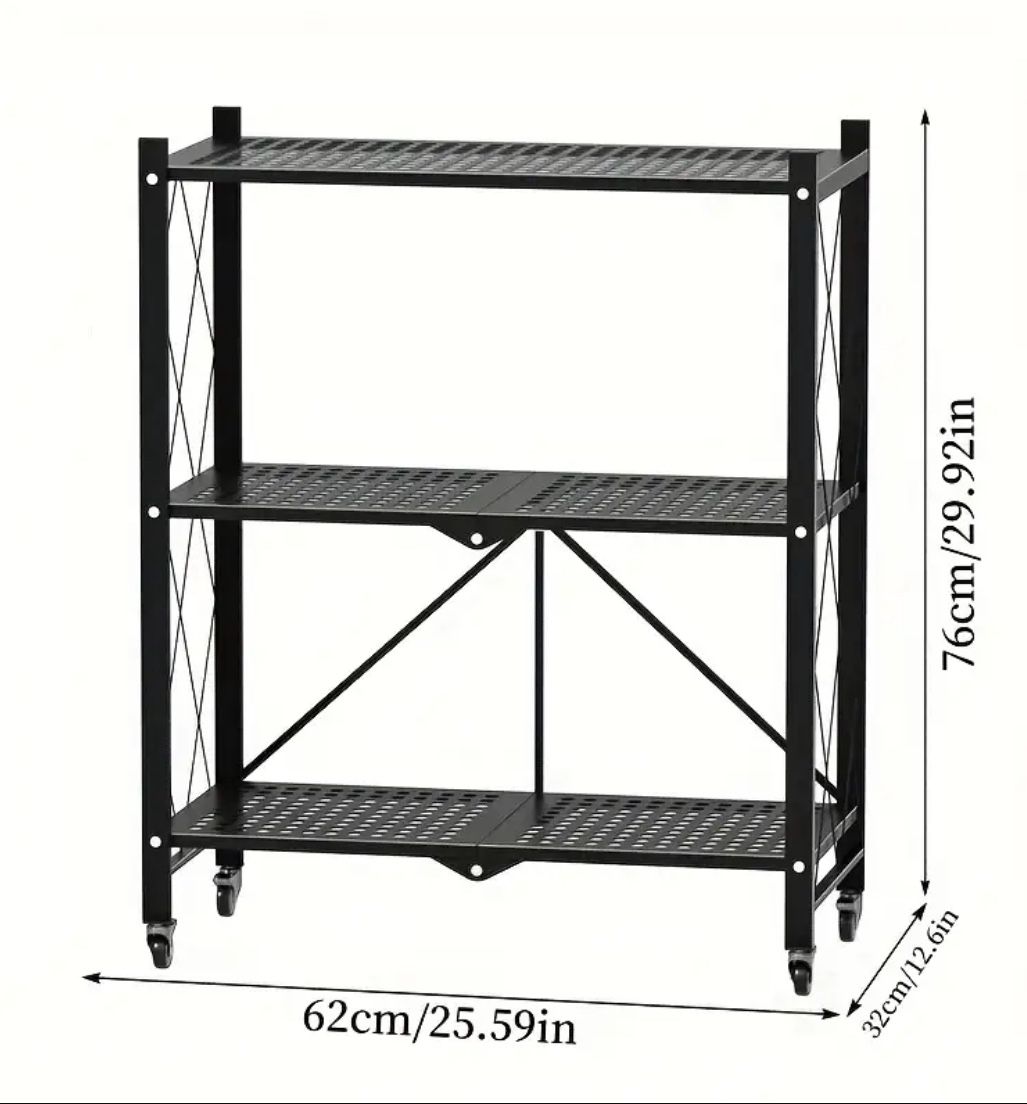 🗄️✨ Folding 3-Tier Storage Rack on Wheels – Heavy Duty & Space-Saving 📍 Pickup Location: s. Durango & 215 near IKEA Brand NEW | Easy Installation