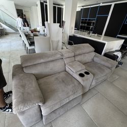 Modern 2-Seater Reclining Sofa with Cup Holders & USB Charging Port 