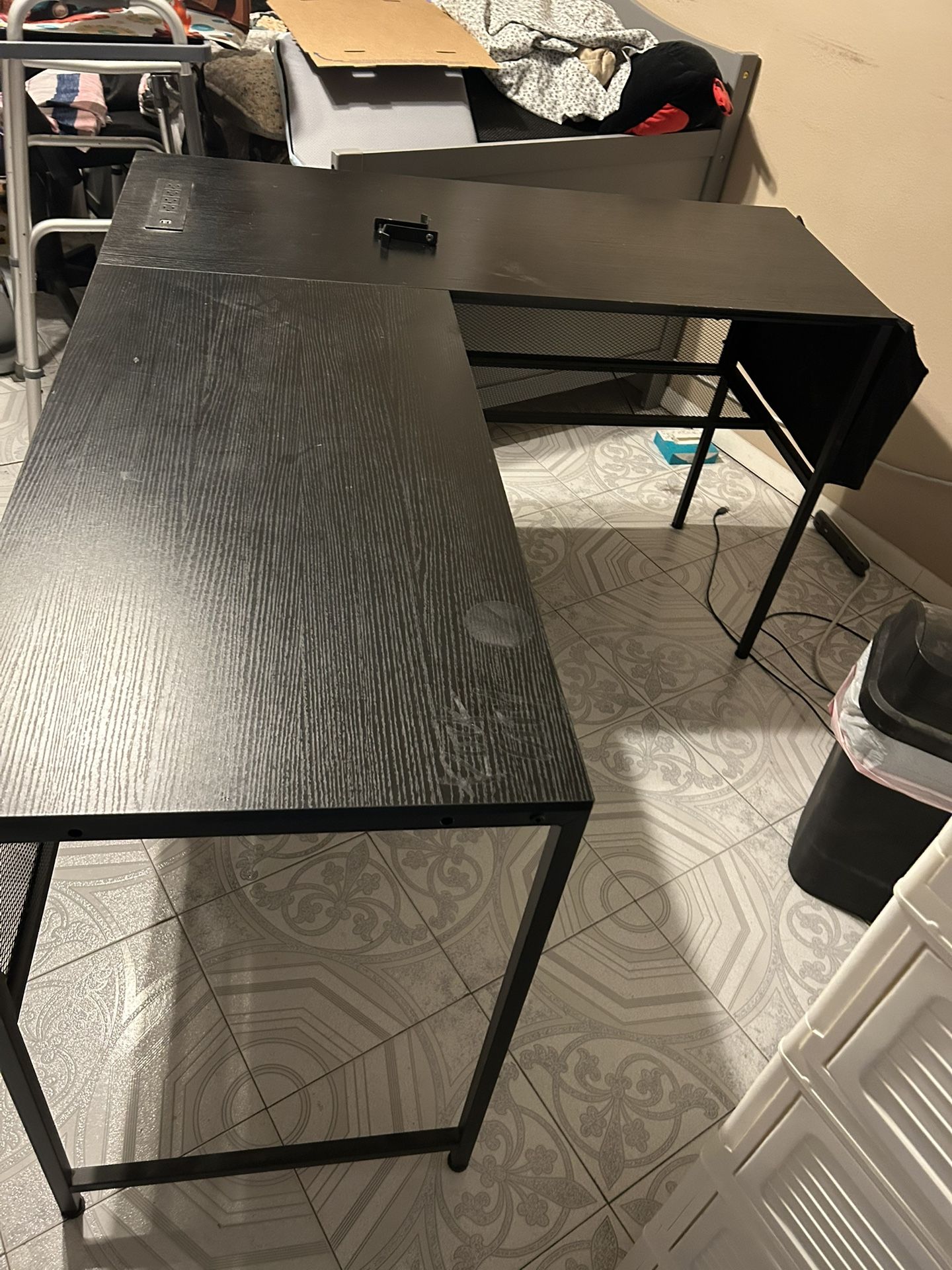 L Shaped desk With Separate File Cabinet