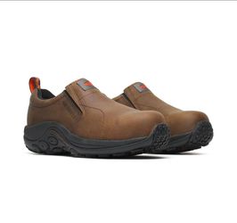 NIB~MERRELL~EXPRESSO~Men's Jungle Moc~Slip On Leather Comp Toe Work Shoe~Size 14 W Width