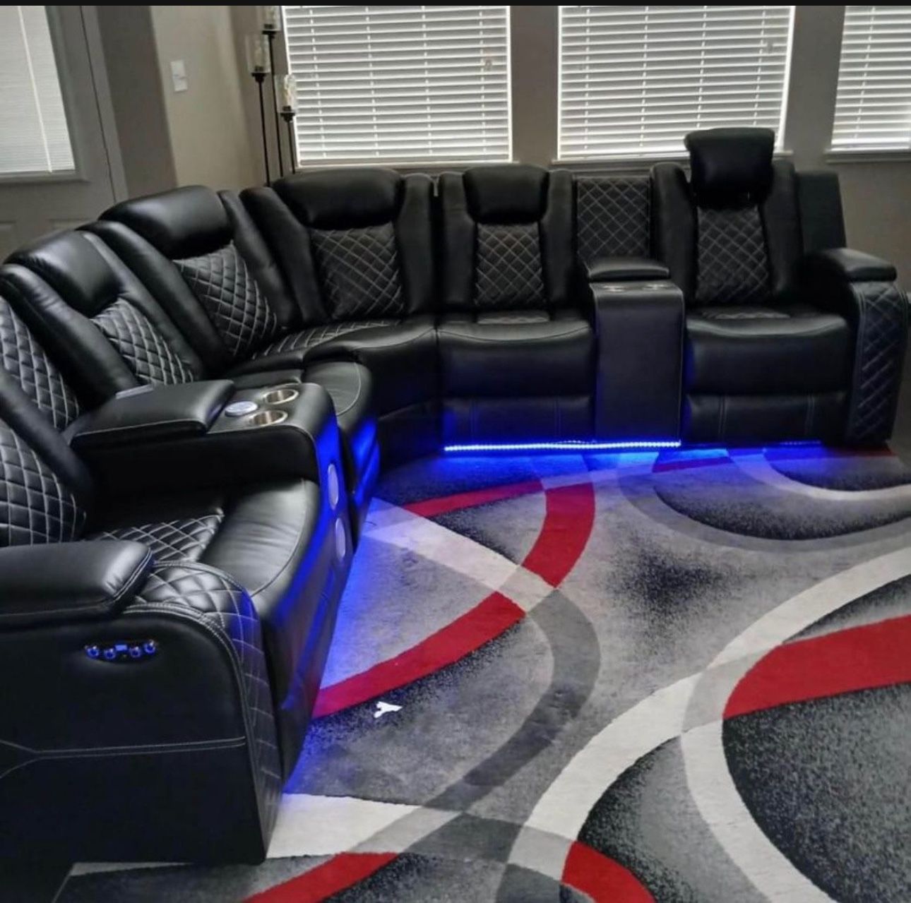 NEW BATMAN POWER RECLINING SECTIONAL WITH LED LIGHTS AND FREE DELIVERY