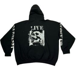 As*holes Live Forever Hoodie Mens 2XL Black Skull Sweatshirt Linda Finegold