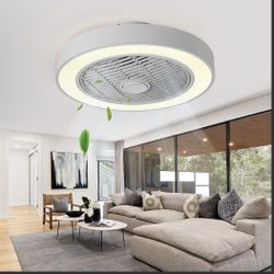  Ceiling Fan With Light, 19 Inches LED Remote Control Fully Dimmable