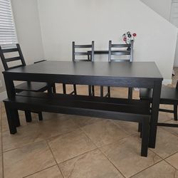 DINING TABLE 8 Seater w/ Bench Black IKEA