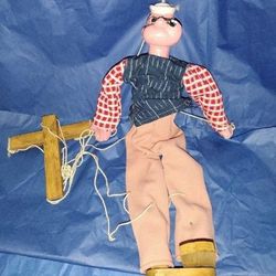 Popeye, the sailor man, vintage wooden puppet