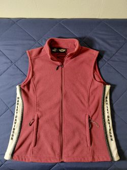Harley-Davidson Red Zip Fleece Vest Zip Up Embroidered Logo - Size M
