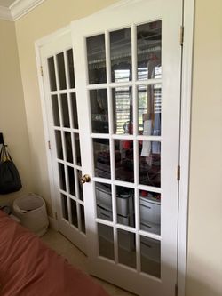 White French Door Set with Glass Panels