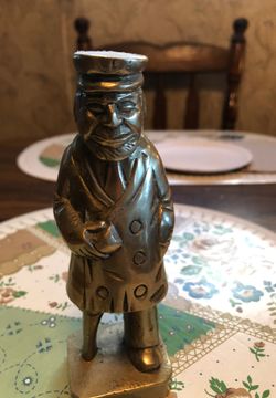 Antique solid brass peg leg captain statue